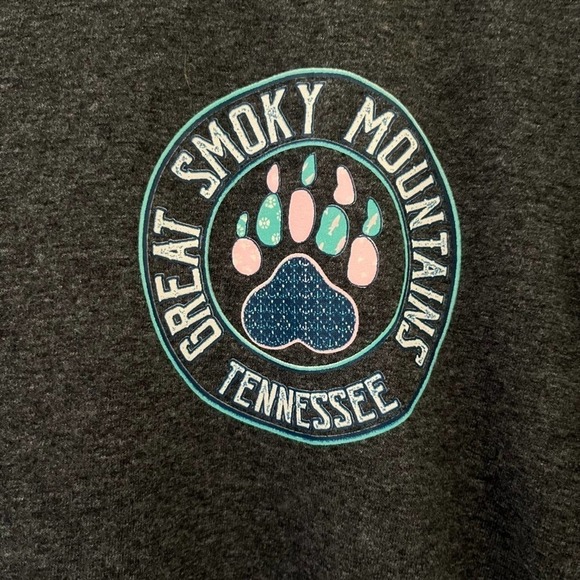 Great Smoky Mountains Tennessee Bear Print Logo Short Sleeve T Shirt - Picture 3 of 5